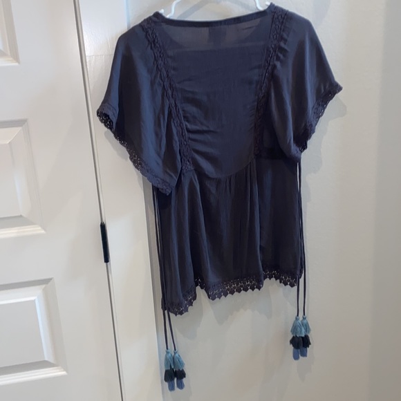 EUC Women’s Size S Small Knox Rose Brand Boho Tassel Tie Gauze Top Shirt - Picture 9 of 9